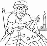 Sewing Coloring Pages Girl Betsy Ross Flag Template Getcolorings Getdrawings Color sketch template