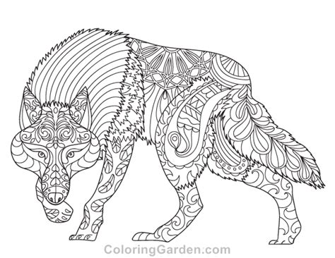 printable wolf adult coloring page     format