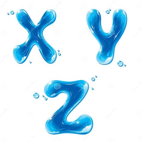 Abc Water Liquid Letter Set Capital X Y Z Stock Vector