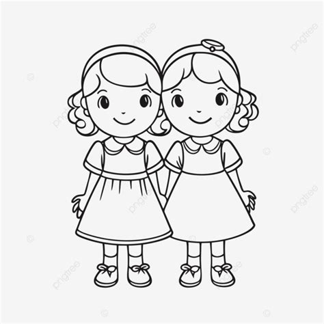 sisters coloring pages   white background outline sketch drawing