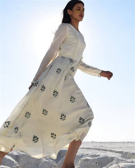 white embroidered maxi dress  kapraaha  secret label