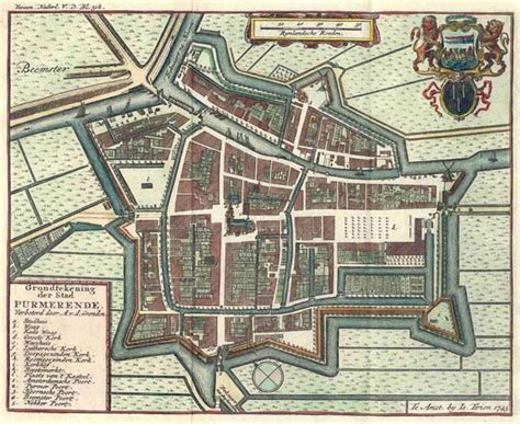grondtekening der stad purmerende een antieke plattegrond van purmerend  noord holland door