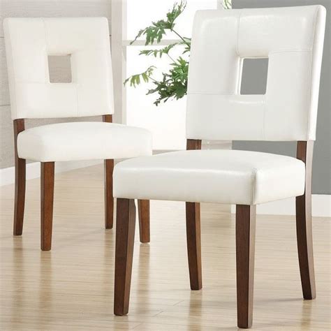 white dining room chairs wood faux leather solid  piece contemporary