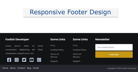 responsive footer design  html css