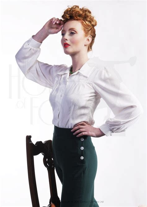 1940s vintage style shirt blouse in vintage ivory vintage inspired