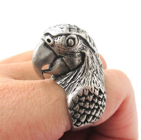 unisex parrot bird shaped animal ring  silver sizes    dotoly animal jewelry
