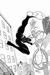 Gwen Spider Pages Coloring Deviantart Spiderman Verse Morales Miles Marvel Inks Template Sketch sketch template