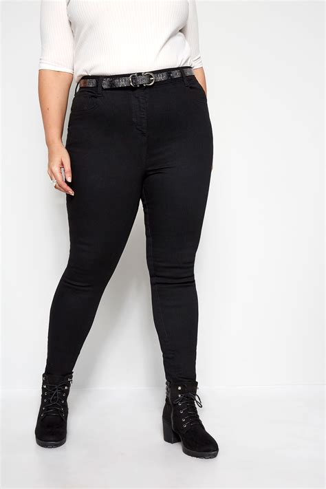 black skinny stretch ava jeans plus size 16 to 28
