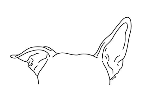 custom pet ear outline drawing dog ear drawing cat ear etsy uk