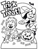 Trick Werewolf Cute Witch Coloring Pages Printable Treats Playing Halloween Treat Kids Categories sketch template