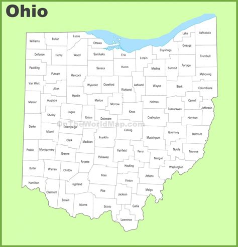 ohio county map printable map  ohio printable maps