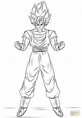 Goku Saiyan Super Coloring Pages Getcolorings Color God Printable sketch template