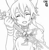 Sword Online Coloring Pages Sao Lineart Anime Shino Swords Drawing Getdrawings Comments sketch template