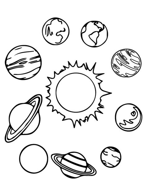 simple solar systems planets coloring page  printable coloring