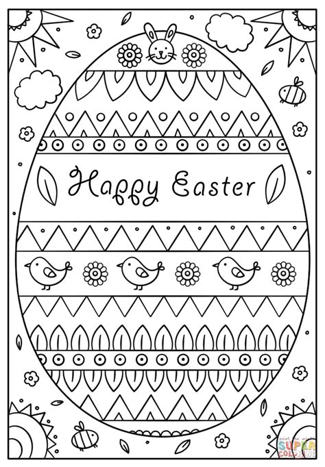 happy easter doodle coloring page  printable coloring pages