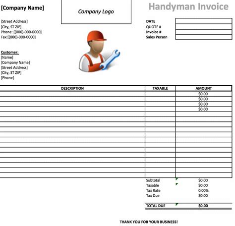handyman receipt template daytoninmanhattan blog