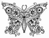 Steampunk Butterfly Deviantart Coloring Zentangle Sketch Doodle Pages Drawings Wings Punk Steam Printable Adult Drawing Doodles Patterns Clock Papillon Coloriage sketch template