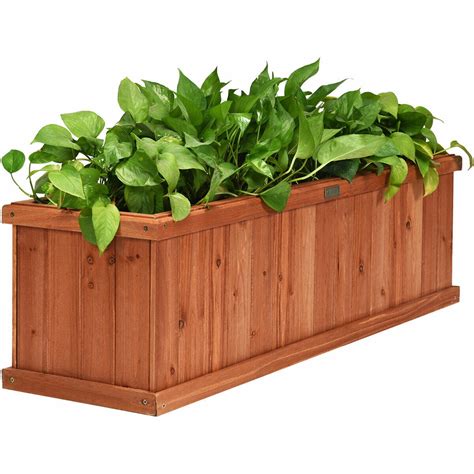 wooden flower planter raised bed box garden yard decorative window box walmartcom