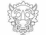 Dragon Mask Chinese Color Template Masks Blank Printable Face Maskspot Dragons Kids Craft China sketch template