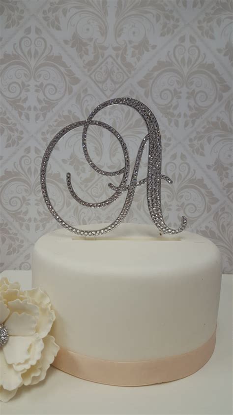 6 Inch Tall Monogram Wedding Cake Topper Spectacular Fonts Crystal
