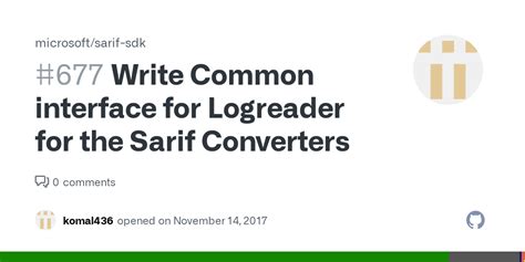 write common interface  logreader   sarif converters issue