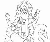 God Brahma Hindu Brahman Drawing Coloring Template sketch template