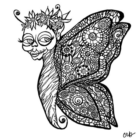 calavera butterfly adult coloring page clip art original