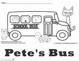 Coloring Pete Cat Bus Pages School Printable Kids sketch template