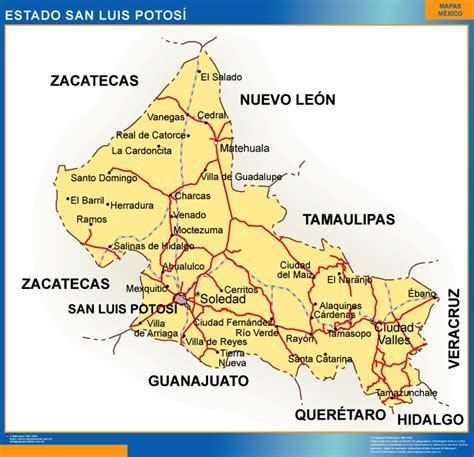 mapa estado san luis potosi mapas  mexico usa  canada de pared