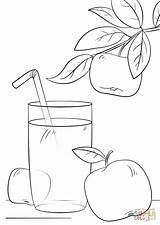 Juice Apple Coloring Pages Drawing Printable Glass Apples Categories sketch template