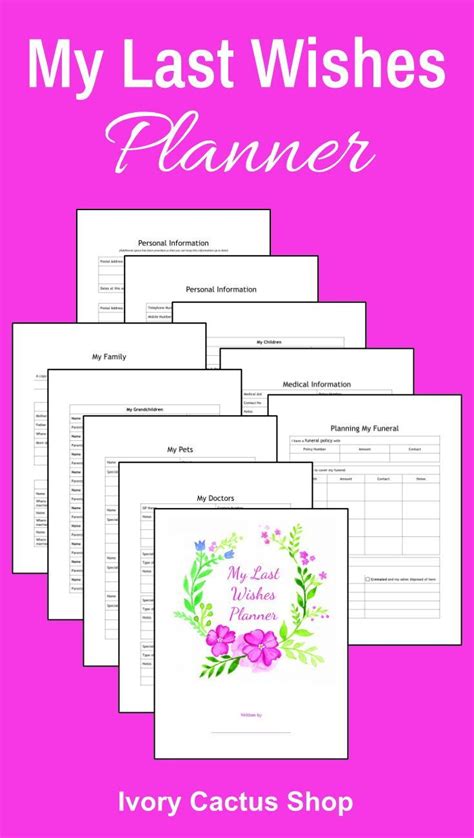 wishes planner     letter size  printable etsy