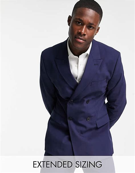 asos design skinny double breasted suit jacket in navy asos
