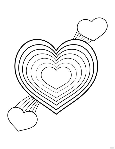 rainbow heart coloring page eps illustrator png  svg