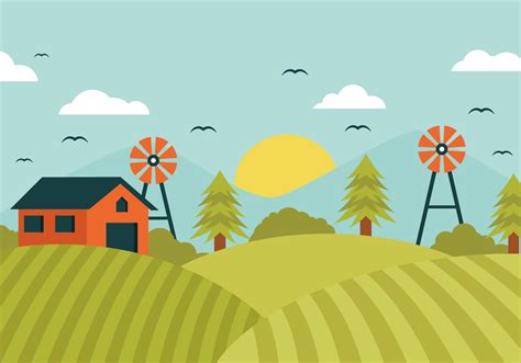 landscape farm field vector   vector art stock