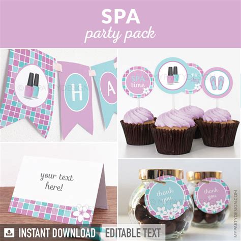 spa party printables  decorations  party design