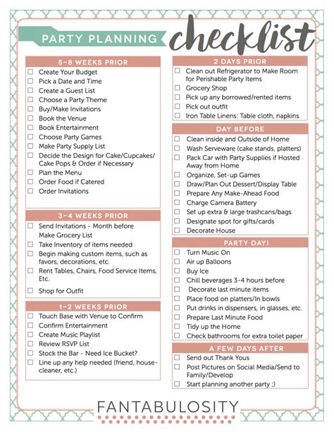 party planning checklist   httpfantabulositycom party