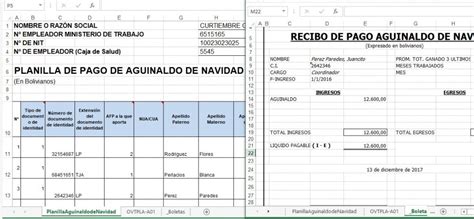 Planilla Aguinaldos Ministerio De Trabajo Formato Excel Con Boletas