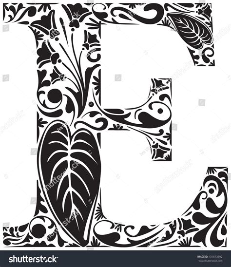 floral initial capital letter  stock vector  shutterstock