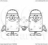 Pepper Salt Shaker Cartoon Holding Hands Clipart Coloring Mascots Thoman Cory Outlined Vector Regarding Notes sketch template