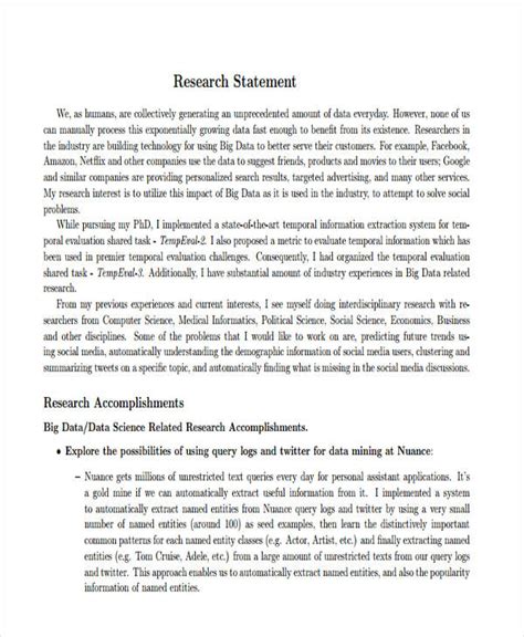 research statement  examples format  examples