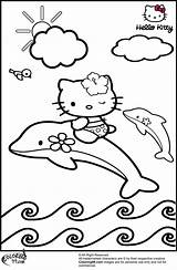 Kitty Hello Coloring Pages Beach Dolphin Color Hard Printable Getcolorings Colors sketch template