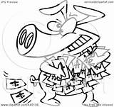 Money Greedy Cartoon Illustration Pig Outline Royalty Clip Rf Toonaday Leishman Ron Regarding Notes sketch template