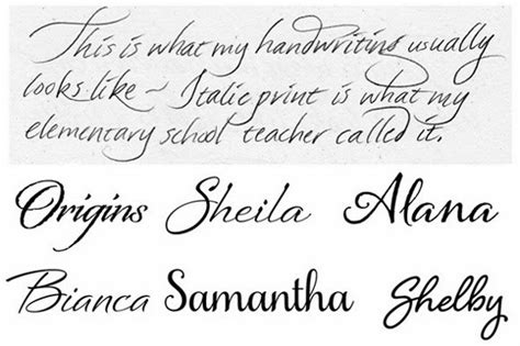 handwriting styles hand writing