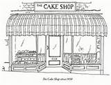 Front Bakery Shop Cake Facade Store Coloring Shops Pages Interior Pastry Line Old Illustration Colouring Kind Going Drawings Cafe Boutique sketch template