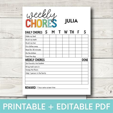 weekly chore charts family chore charts weekly chores chore chart