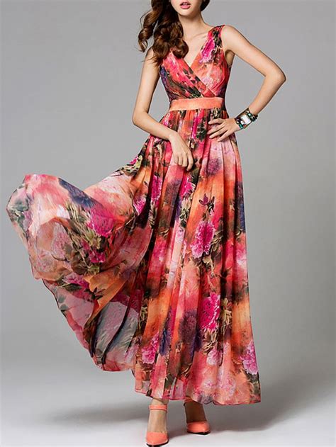 [usd 119 00] floral print chiffon maxi dress floral print chiffon