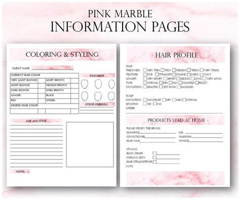 Pink Hair Stylist Printable Business Forms Hair Stylist Nail Salon