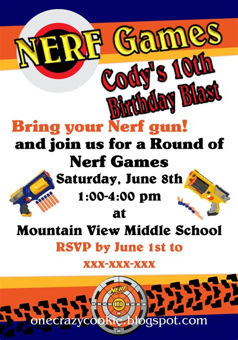 nerf gun party invitations printable invitation design blog