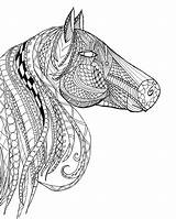 Horse Coloring Pages Adult Adults Head Zentangle Horses Detailed Kids Colouring Printable Color Mandala Sheets Book Bestcoloringpagesforkids Print Drawing Books sketch template