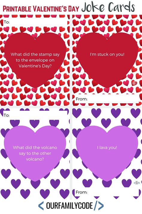 printable valentines day joke cards  family code